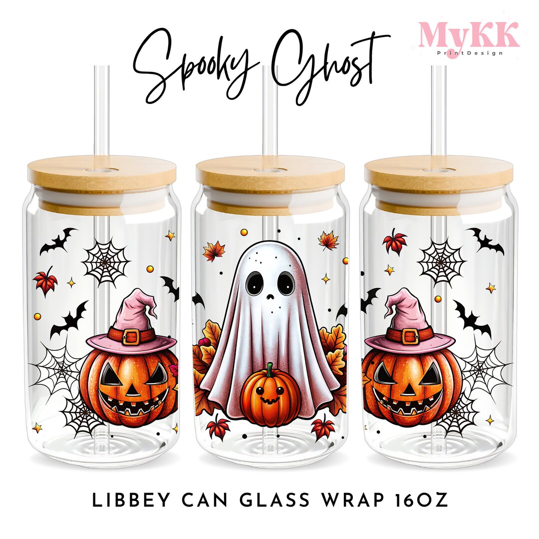 Spooky Halloween Libbey Glass Wrap, 16oz Libbey Wrap Sublimation Design ...