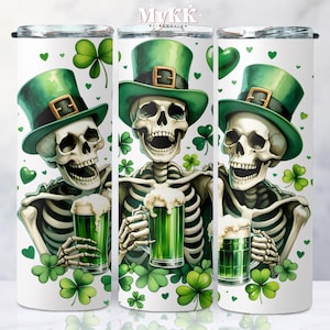 St.Patrick's Day Tumbler Wrap, 20oz Tumbler Sublimatieontwerp, St.Patricks Skeletons Tumbler Wrap, St.Patrick's Png, Shamrock Tumbler Wrap