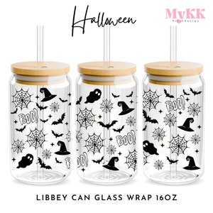 Halloween Vibes 16oz Glass Beer Can, 16oz Libbey Wrap Sublimation Design Png, Libbey Glass can, Halloween Glass Cup, Design Download