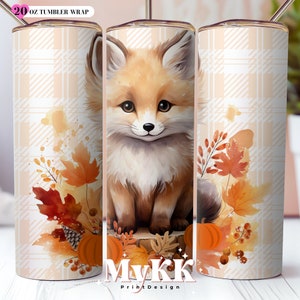Autumn Cute Fox 20oz Skinny Tumbler Sublimation Design, Cute Fox Tumbler Png, Cute Fox, Autumn, Cute Fall Fox, Fall Pumpkin, Fall Leaves
