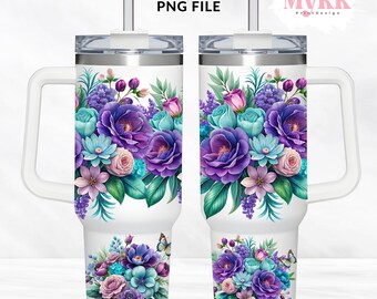 Envoltura de vaso floral de flores silvestres, diseño de sublimación de vaso de 40 oz Png, vaso floral, vaso de flores silvestres, vaso de flores, SOLO DIGITAL