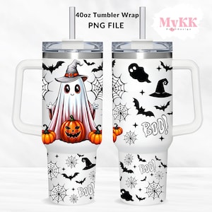 Ghost Halloween Tumbler Wrap, 40oz Tumbler Sublimation Design Png, Halloween Tumbler, Cute Ghost, Cat Tumbler, Spooky 40Oz Png, DIGITAL ONLY