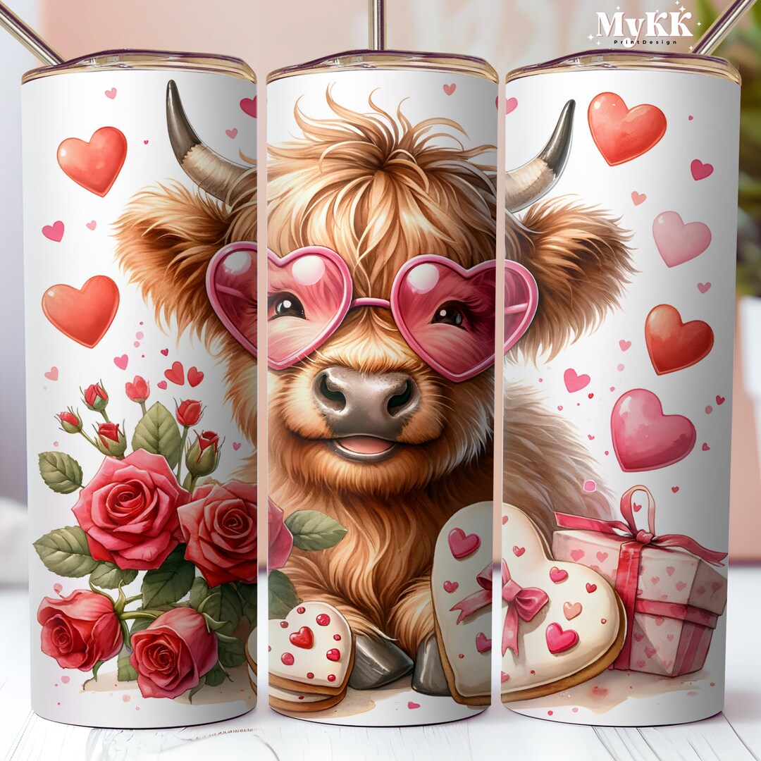 Baby Highland Cow PNG, Cute Highland Cow PNG, 20oz Skinny Tumbler Wrap ...