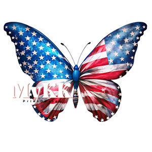 American Flag Butterfly Clipart, 4th of July Butterfly Clipart, Patriotic Butterfly Clipart PNG, Patriotic Sublimation, Sublimation Design