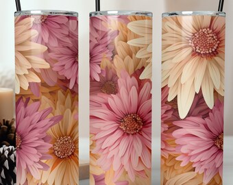 Retro Daisy 20oz Skinny Tumbler Sublimation Design, Boho Flower Tumbler Wrap Png, Floral Tumbler Wrap, Daises Tumbler Instant DIGITAL ONLY