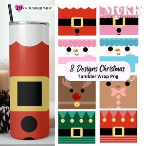 Cute Christmas Bundle 20oz Skinny Tumbler Sublimation Design, Christmas Santa Claus Tumbler, Pink Snowman Tumbler, Xmas Coffee Tumbler Wrap