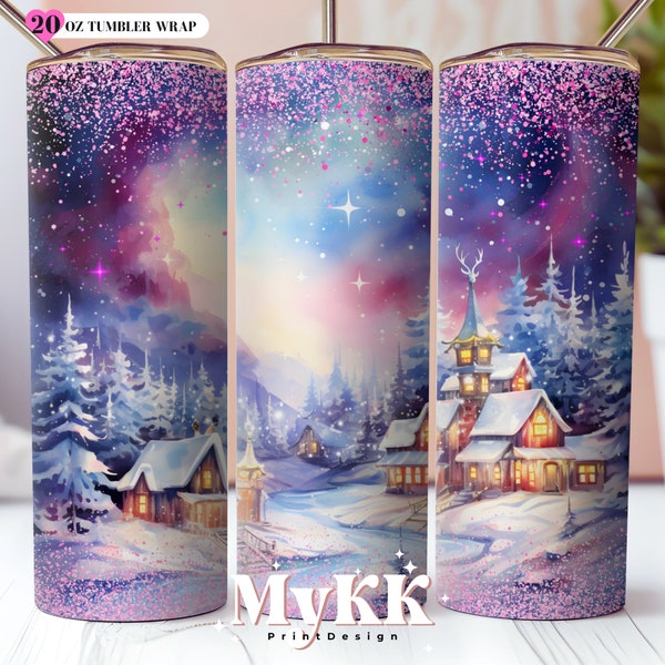 Sparkling Glitter Christmas Tumbler Wrap 20oz Skinny Tumbler Sublimation Design, Christmas Tumbler Wrap, Christmas Glitter Tumbler Wrap Png