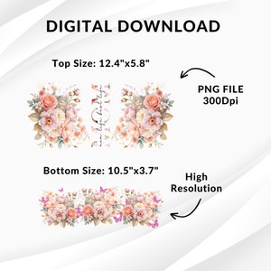 Puede incluir: Descarga digital de dos dise&ntilde;os florales en rosa, blanco y verde. El dise&ntilde;o superior mide 12,4 pulgadas por 5,8 pulgadas y presenta un ramo de flores con el texto "now life's best life". El dise&ntilde;o inferior mide 10,5 pulgadas por 3,7 pulgadas y presenta un borde floral con mariposas.