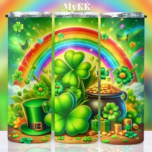 Lucky Clover Shamrocks Png, 20oz Tumbler Sublimation Design, St. Patrick&#39;s Day Tumbler, St. Patrick&#39;s Hat Tumbler Wrap, Irish Tumbler Wrap,