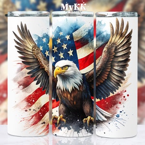 Patriotic American Eagle Tumbler, 20oz Skinny Tumbler Sublimation Design Png, 4th Of July Png, Eagle Flag PNG Tumbler, Instant DIGITAL ONLY