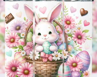 Easter Bunny Basket Tumbler Wrap, 20oz Tumbler Sublimation Design, Easter Eggs, Bunny Tumbler Wrap Png, Happy Easter, Easter Tumbler Wrap