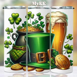 Lucky St. Patrick&#39;s Day Tumbler, 20oz Tumbler Sublimation Design, Irish Tumbler Wrap, Lucky Tumbler Wrap, Shamrocks PNG, Digital Download