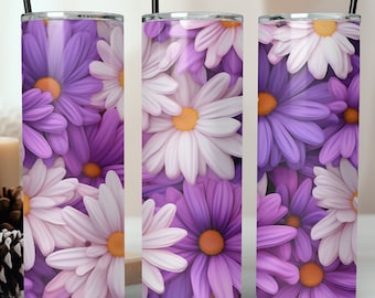 Purple Daisies 20oz Skinny Tumbler Sublimation Design, Purple Flower Tumbler Png, Daisy Tumbler, Floral Tumbler Wrap, Instant DIGITAL ONLY