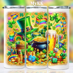 St. Patrick&#39;s Day Tumbler Wrap, 20oz Tumbler Sublimation Design, St. Patrick&#39;s Day PNG, Lucky Shamrocks Png, Irish Tumbler, Digital Download