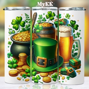 St. Patrick&#39;s Day Tumbler Design, 20oz Tumbler Sublimation Design, Irish Tumbler Wrap, Lucky Tumbler Wrap, Shamrocks PNG, Digital Download