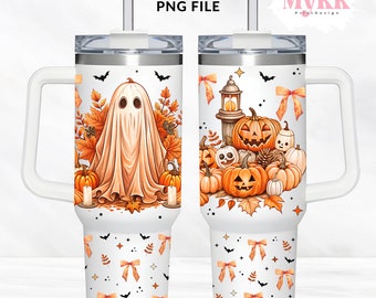 Spooky Ghost 40oz Tumbler, 40oz Tumbler Sublimation Design Png, Halloween PNG, Ghost Pumpkins, halloween coquette bow Png, DIGITAL SOLAMENTE