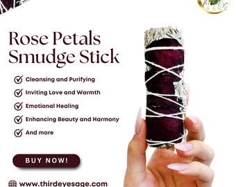 Red Rose Petals & White Sage 4" Smudge Sticks