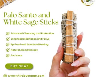 Palitos para limpiar incienso de 4″ de Palo Santo y Salvia Blanca