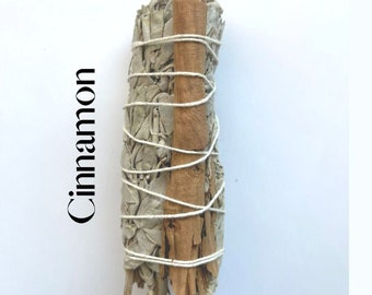 Cinnamon & White Sage Smudge Stick – Natural Cleansing, 4"