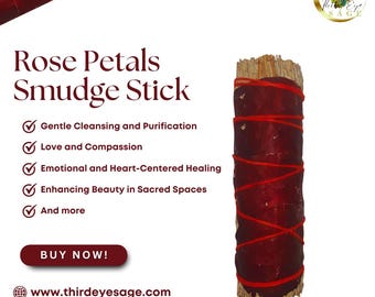 Red Rose Petals & Blue Sage 4" Smudge Sticks