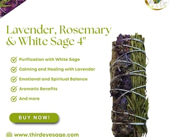 Lavender, Rosemary & White Sage Smudge Sticks