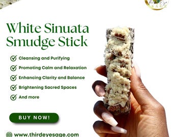 White Sinuata Flowers and White Sage 4" Smudge Sticks