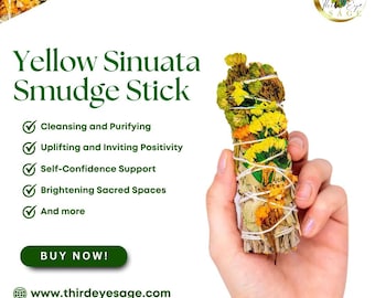 Yellow & Green Mullein and White Sage 4″ Smudge Sticks