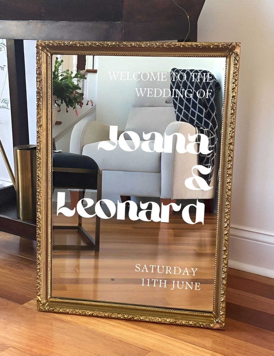 Minimal Script Personalized Wedding Mirror Decal Wedding Etsy