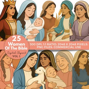 Women of the Bible Clipart: Christian Illustrations for Sunday School (Digital Download