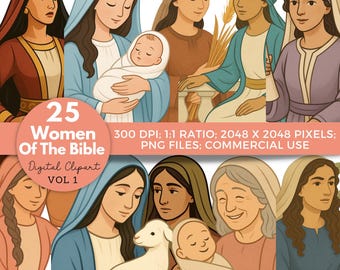 Women of the Bible Clipart: Christian Illustrations for Sunday School (Digital Download