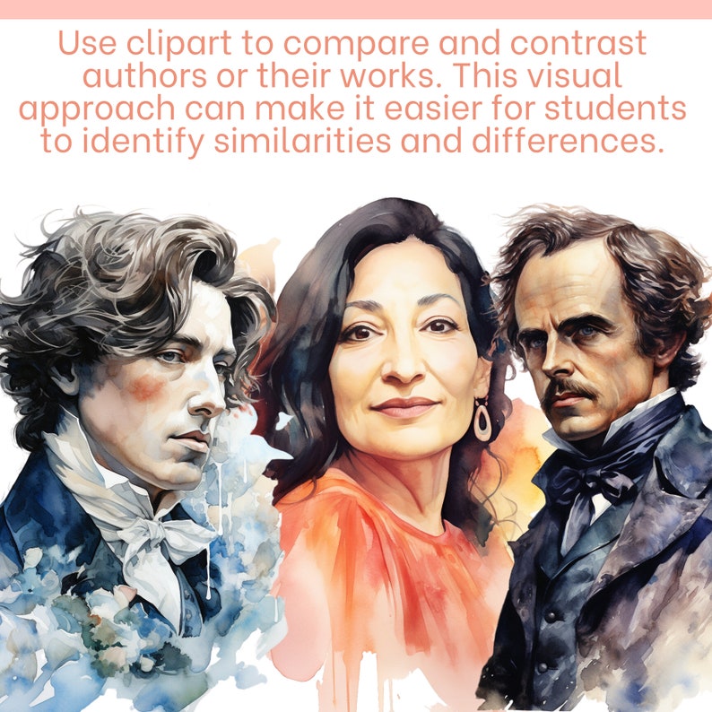 Identify Authors Famous Authors Clipart: Reading Bulletin Board & Classroom Decor (PNG ...