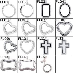 May include: A collection of silver-toned pendants in various shapes, including circles, hearts, rectangles, and crosses. Some pendants are adorned with clear crystals, while others feature intricate designs. Each pendant has a loop for a chain.