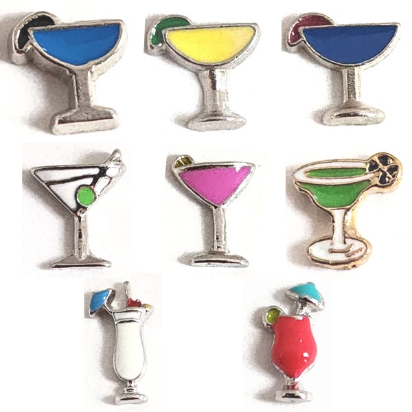 Cocktail Mixed Drink Alcohol Floating Locket Charms for Living Memory Floating Lockets Pina Colada Margarita Martini Tropical Drink