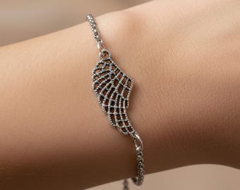 Angel Wing Memorial Bracelet for Women – Sympathy Gift, Remembrance Jewelry, Stainless Steel Bereavement Bracelet
