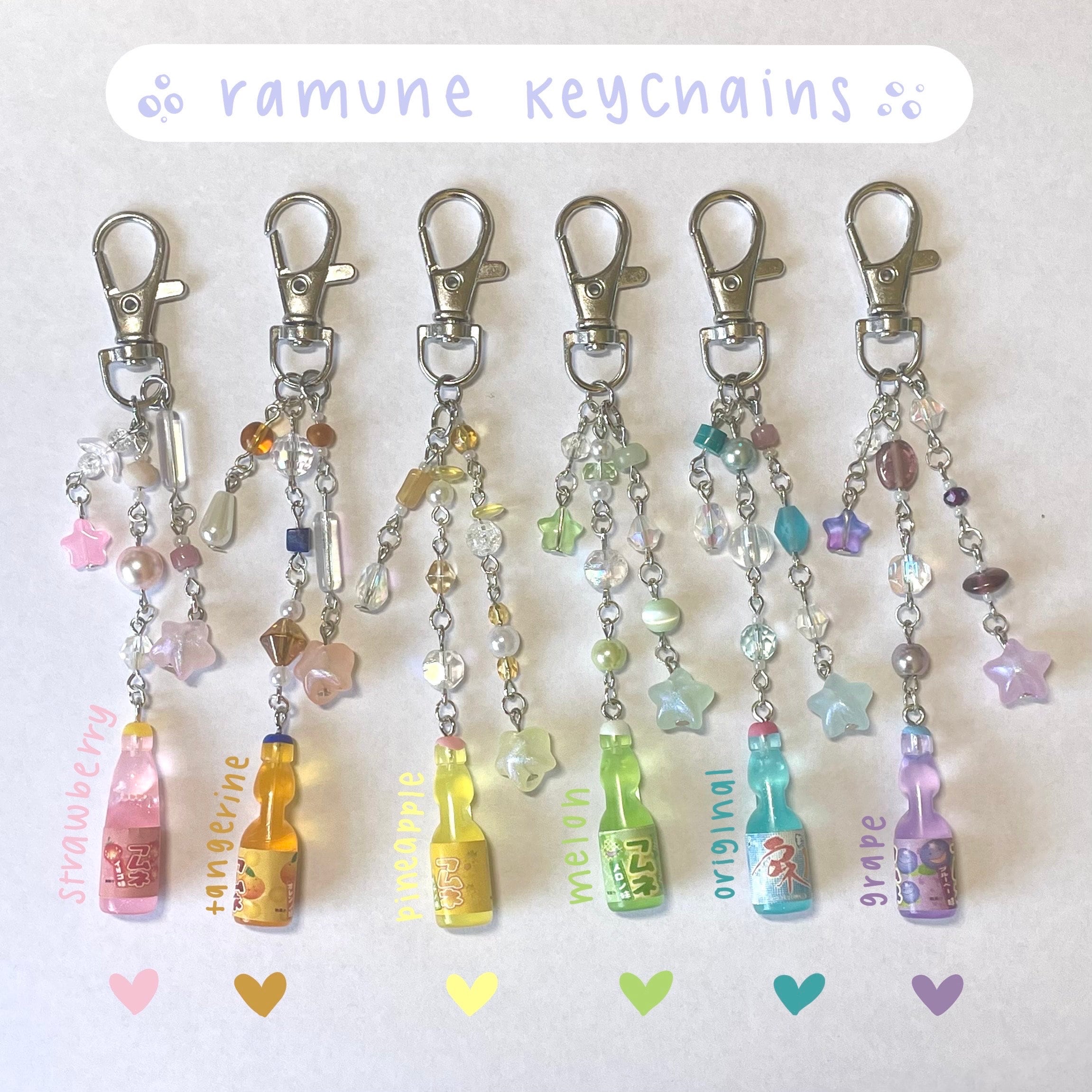 Ramune Keychains ~ Cute Beaded Handmade Keychains With