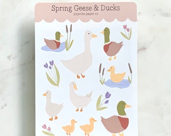 Spring Geese and Duck Sticker Sheet| Spring Stickers | Journaling Stickers | Bird Stickers | Kids Stickers