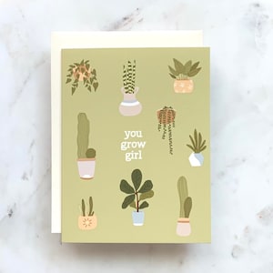 You Grow Girl-wenskaart | Kaart met plantenthema | Blanco kaarten | Inspirerende kaarten