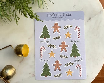 Deck the Halls Holiday Sticker Sheet | Journaling Stickers | Planner Paper Stickers