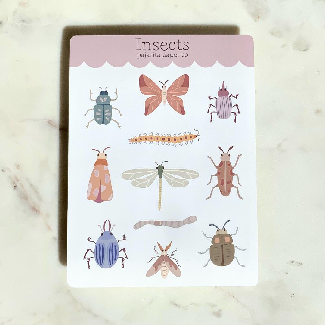Printable Insect Sticker Sheet Insects Sticker Sheet | Journal Stickers | Planner Paper Stickers - Etsy