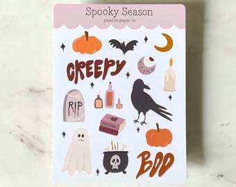 Spooky Halloween Sticker Sheet | Matte Journaling Stickers