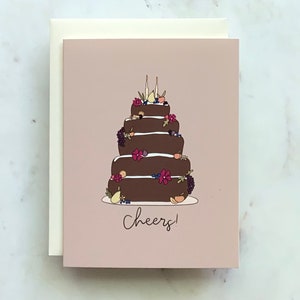 Cartão de felicitações Cheers Celebration Cake | Cartões de aniversário | Cartões para ocasiões especiais