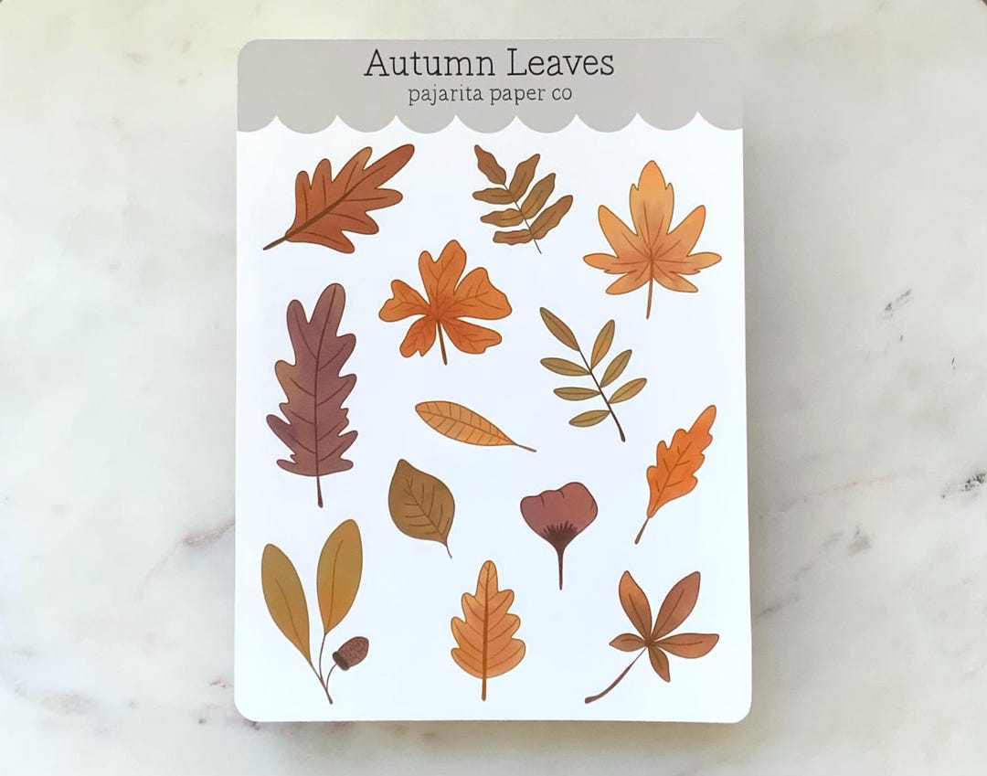Autumn Leaves Sticker Sheet | Fall Stickers | Autumn Stationery | Fall ...