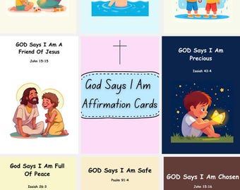 Christian Affirmation Cards for Kids: Bible Verse Scripture (Printable PDF)