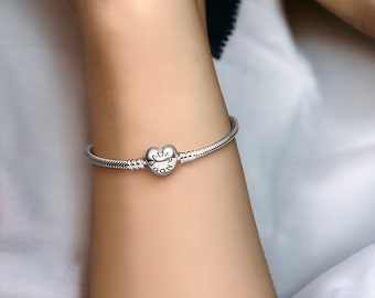 Pandora Heart Buckle Snake Chain Bracelet, Minimalist Bracelet, Charm Bracelet, Pandora Gift for Her, Pandora Bracelet, Valentines Gift