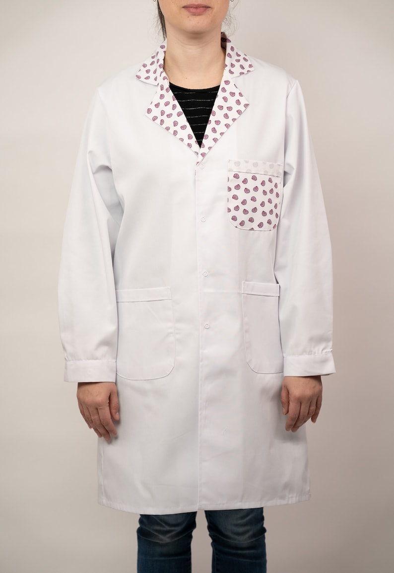 Brain Science Lab Coat - Designer White Doctors Coat, Patterned Collar ...