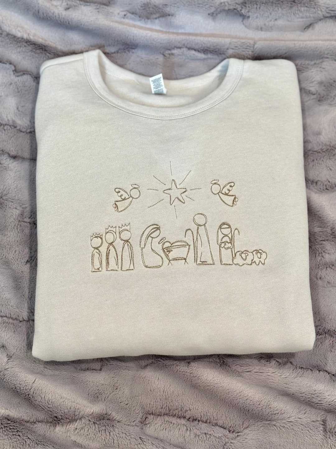 Nativity Scene Embroidered Sweatshirt, Christian Holiday Sweater Etsy