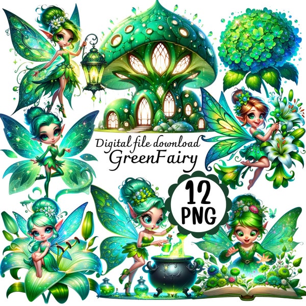 Fairy clipart 12 PNG file digital download A Dazzling Green Sparkle