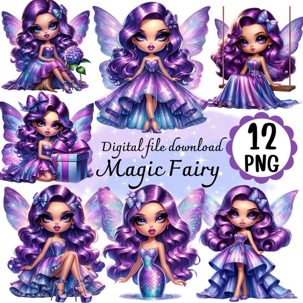 Fairy clipart 12 PNG file digital download A Dazzling purple Sparkle fantasy magic fairy.