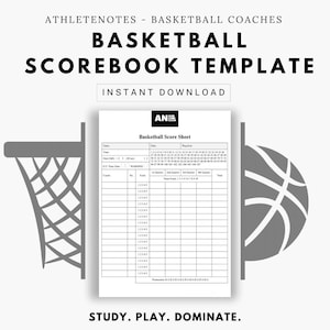 Basketball Scorebook Template - Coaching Gameday Scoresheet - Basketball Coach Gameday Template Download