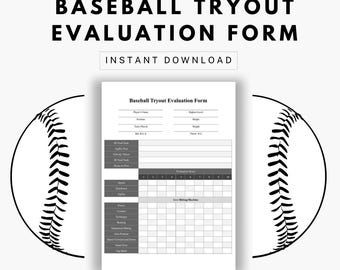 Modello di valutazione del provino di baseball - Piano di pratica dell'allenatore di baseball - Modello di valutazione del giocatore - Elementi essenziali dell'allenamento